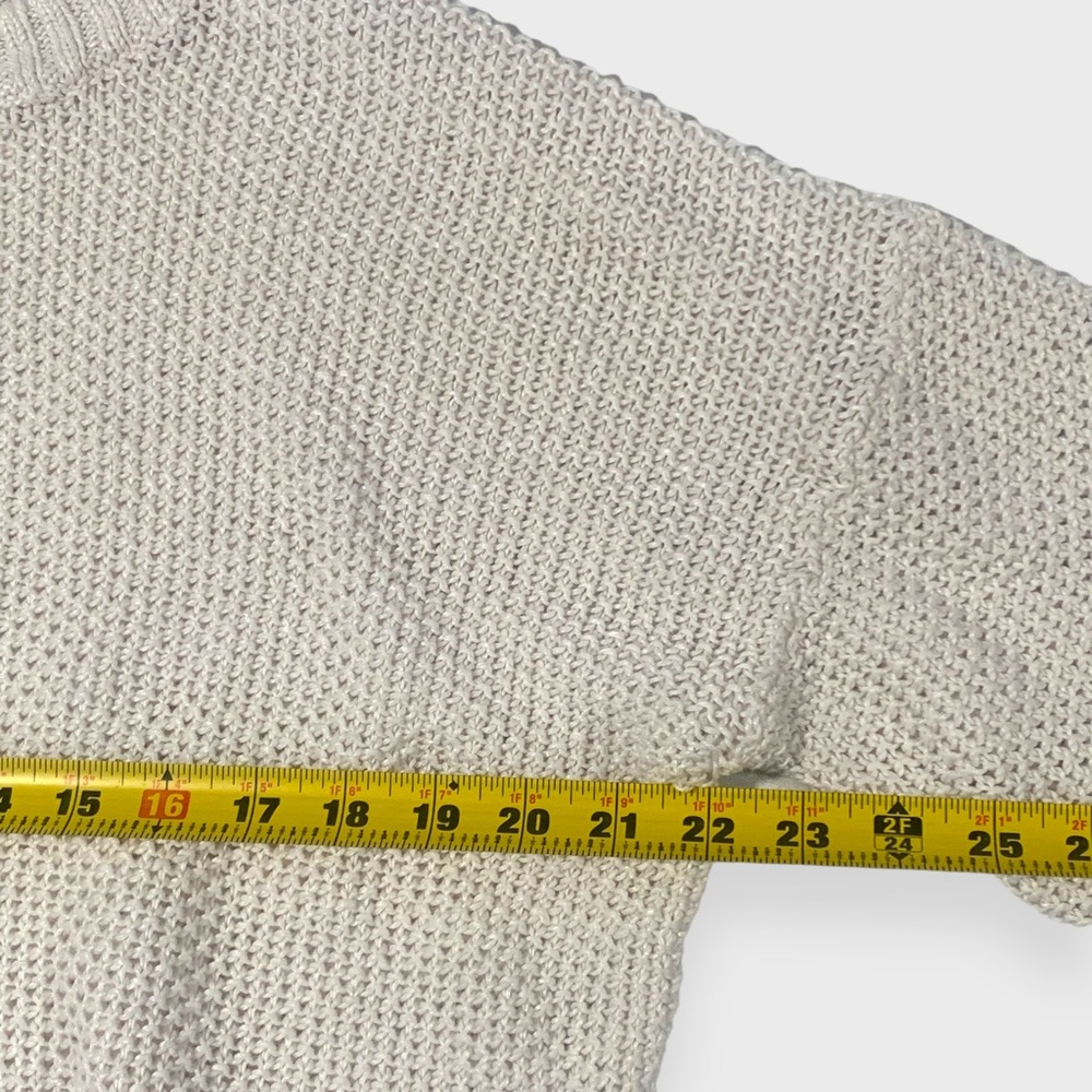 J. Crew Sweater White Crew Neck | Cropped 3/4 Sleeve | Womens Size X-Large - Picture 8 of 9